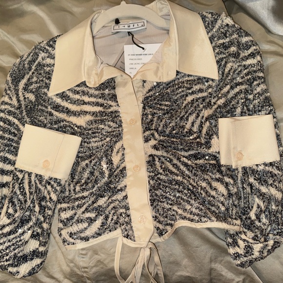 In the mood for love Lina lacing zebra sequin crop top blouse - XS - Picture 10 of 10